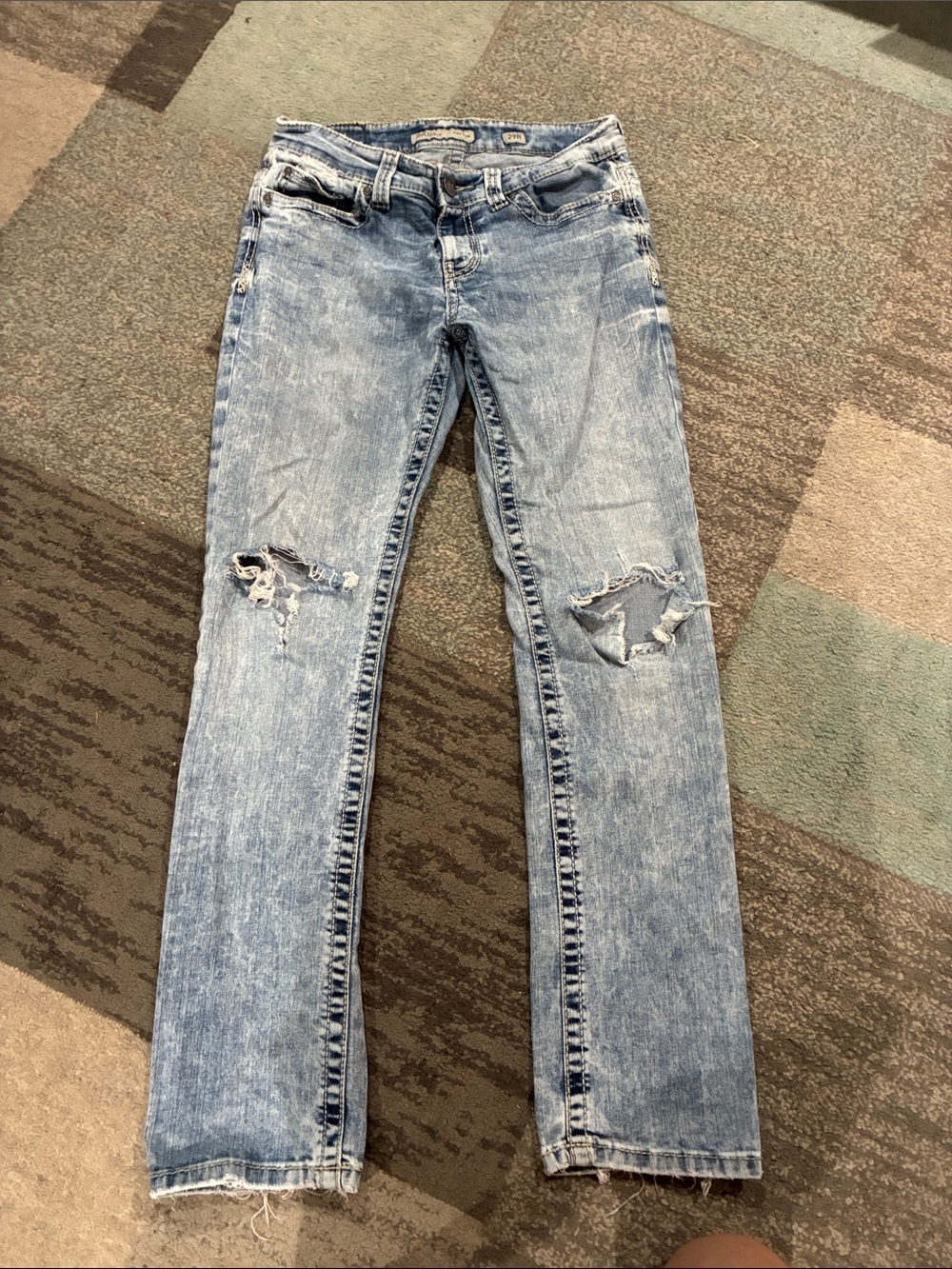 BKE Women's Light Blue Distressed Skinny Jeans/Payton